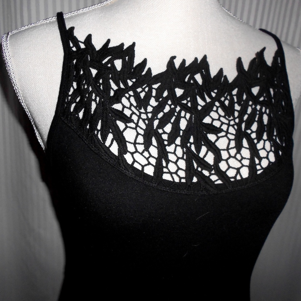 FREE PEOPLE Little Black Dress knit & lace detail